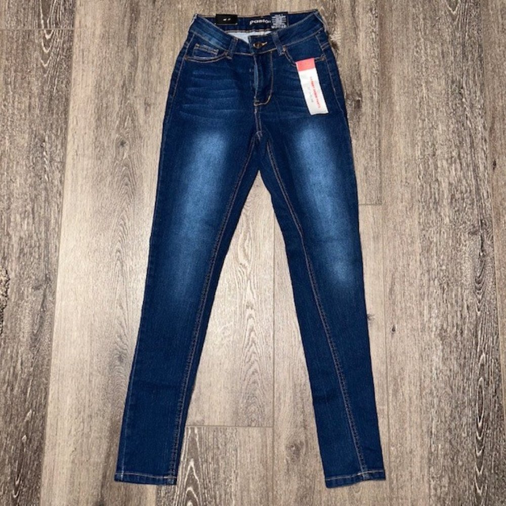 Pasion Women Jeans Skinny Stretch Pants Juniors Size 1 (24x29) Blue NWT NEW